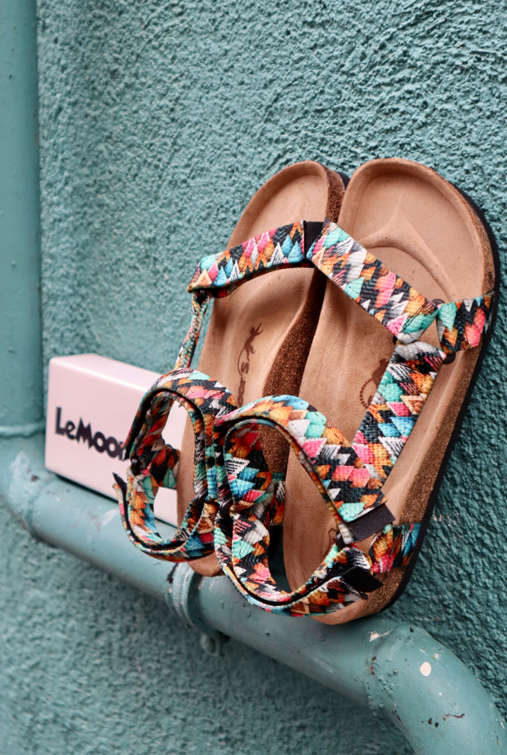 Tengri- Doğal Mantar Taban- Etnik Desenli- Kadın Sandalet