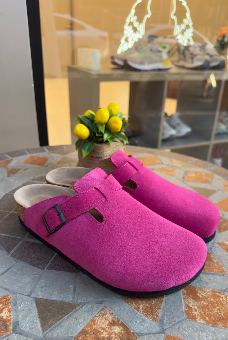 Susana- Natural Cork- Suede Leather- Fushsia