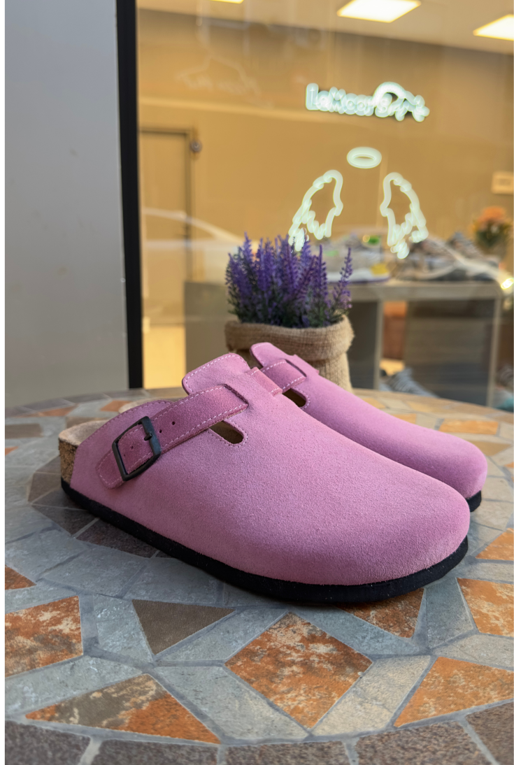Susana- Natural Cork- Suede Leather- Pink