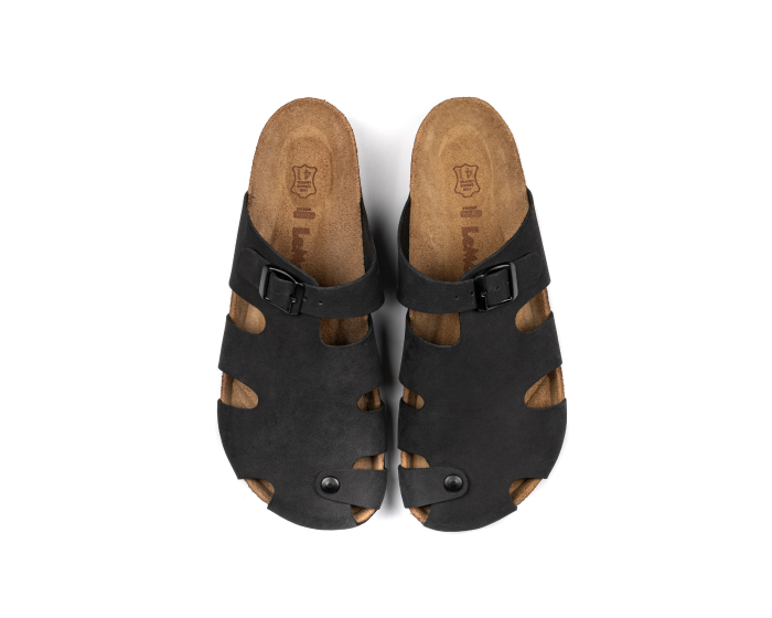 Diego- Natural Cork- Nubuck Leather- Black