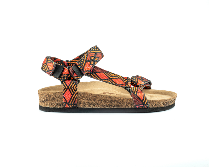 Tengri- Doğal Mantar Taban- Etnik Desenli- Kadın Sandalet