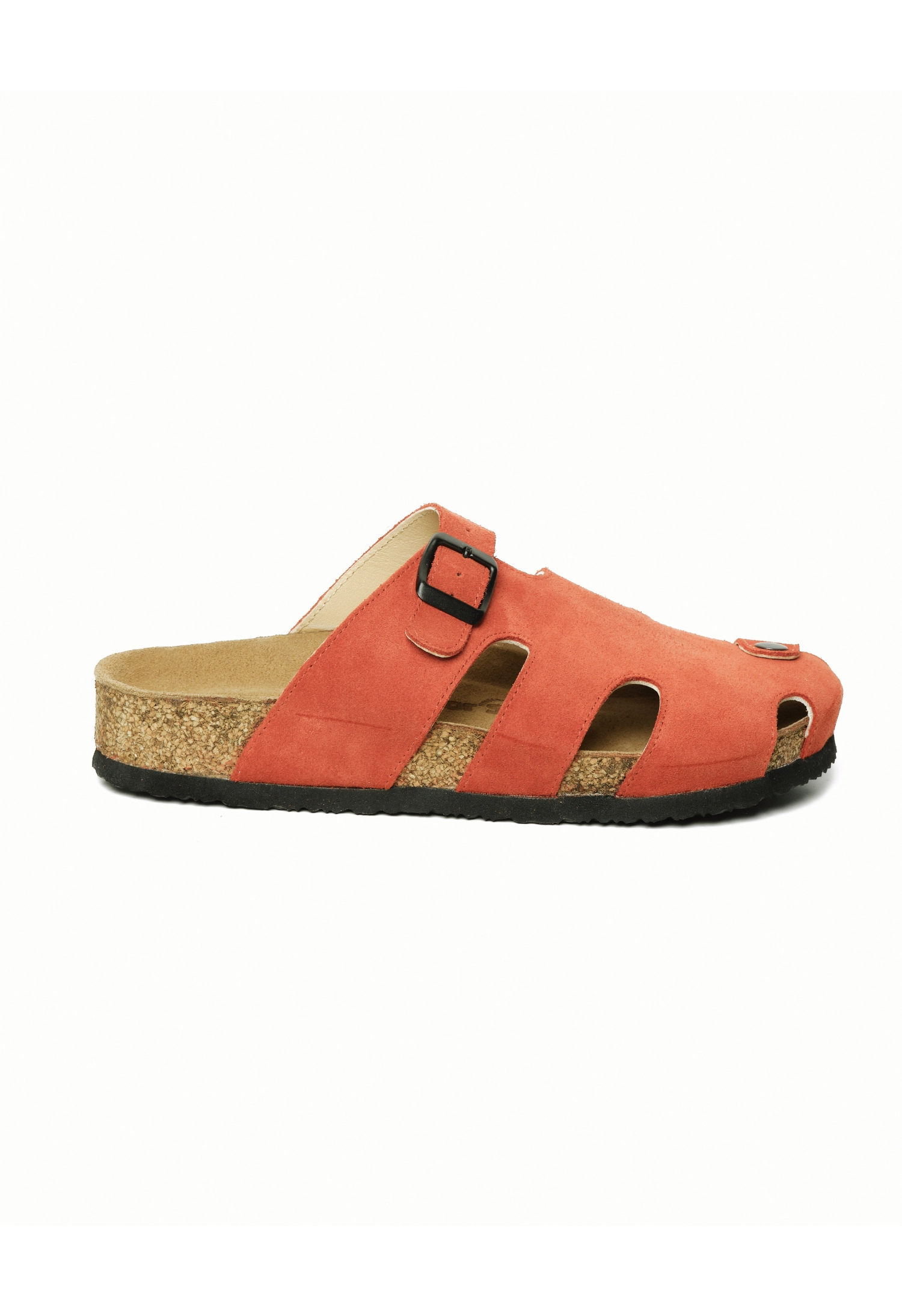 Marta- Natural Cork- Suede Leather- Coral