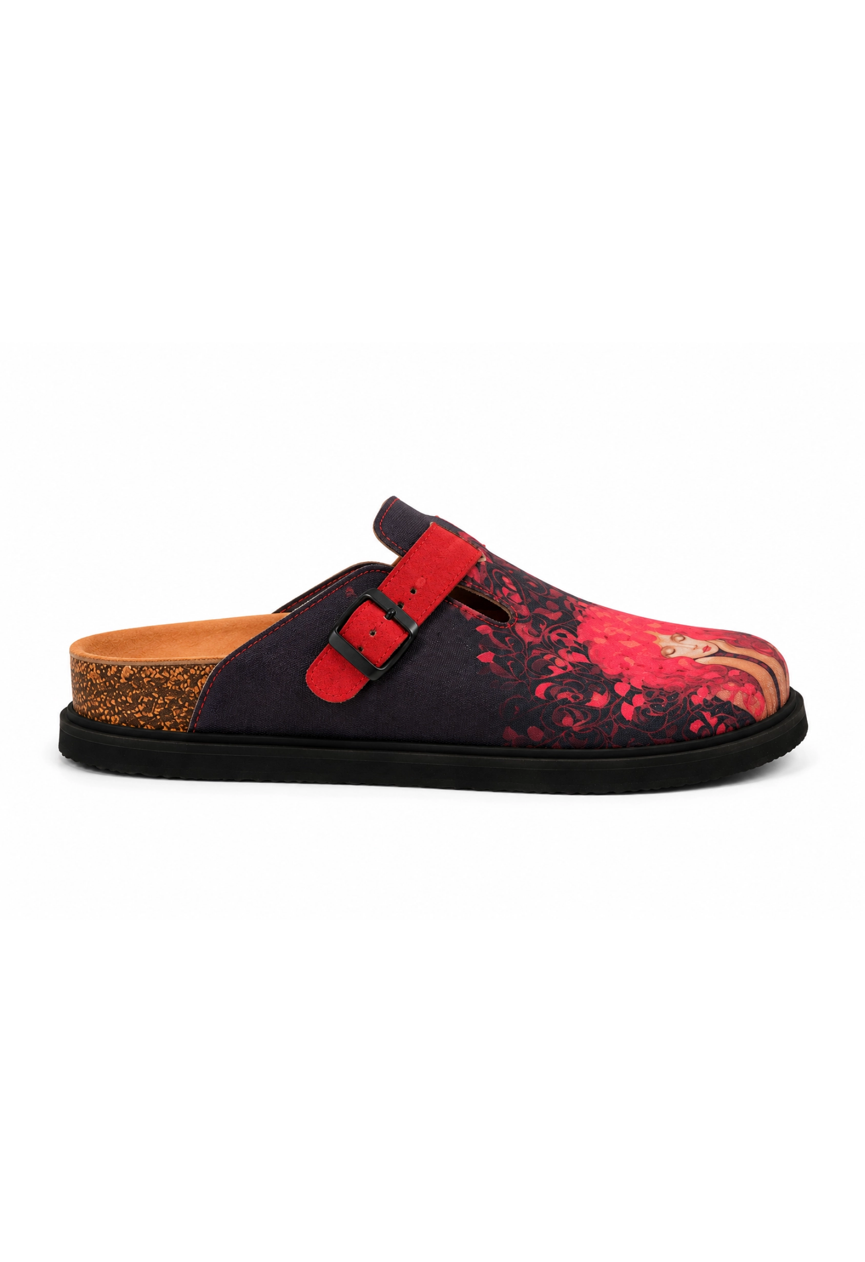 Justine- Natural Cork- Printed Waxed Canvas- Red Antrasit
