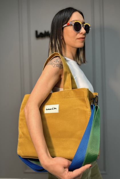 Lemoors Hibiscus Waxed Canvas Tote Bag Mustard