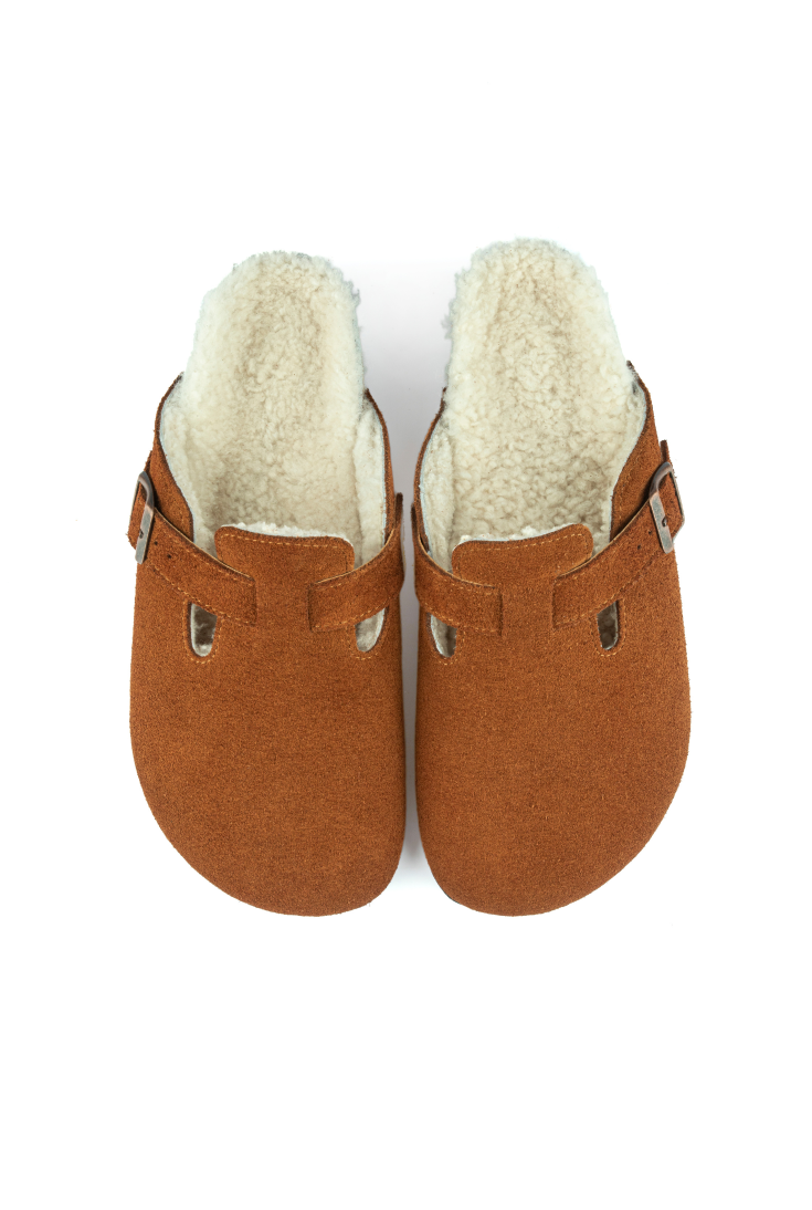 Susana Shearling-Natural Cork- Suede Shearling- Cinnamon Powder