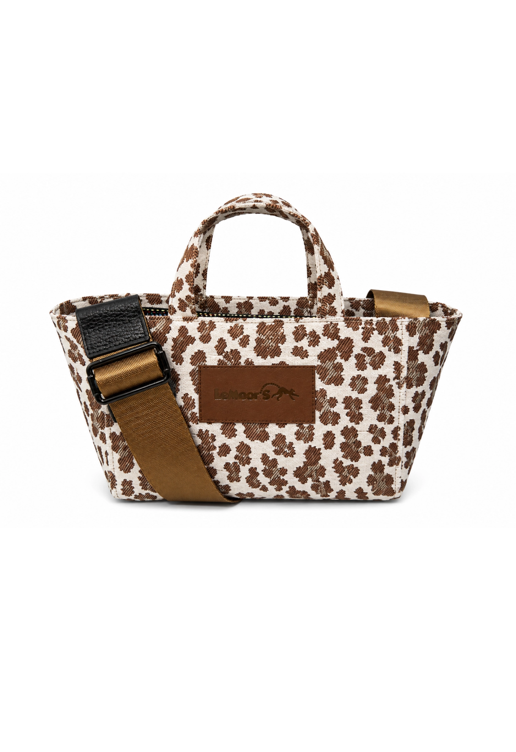 Tiny Hibiscus Nakışlı Kanvas Kumaş Leopar Tote Bag