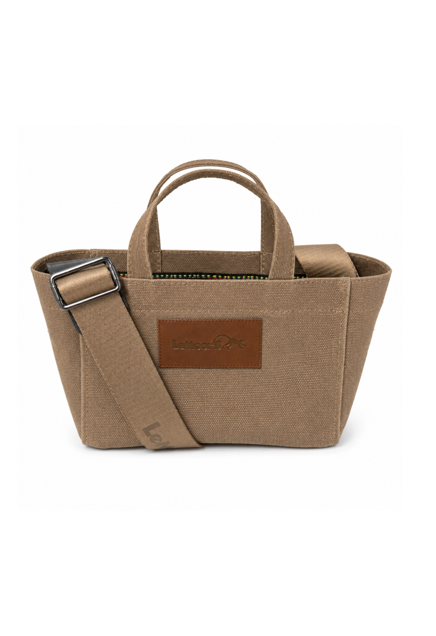 Tiny Hibiscus Kahverengi Mumlu Kanvas Tote Bag