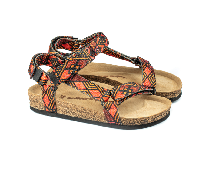 Tengri- Doğal Mantar Taban- Etnik Desenli- Kadın Sandalet