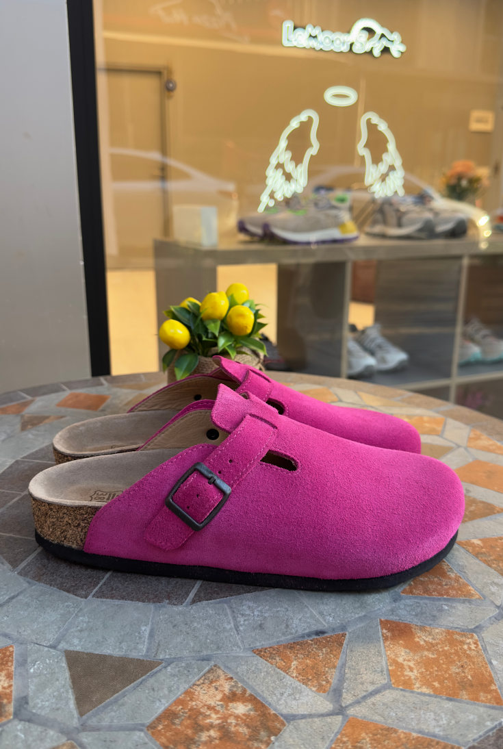 Susana- Natural Cork- Suede Leather- Fushsia