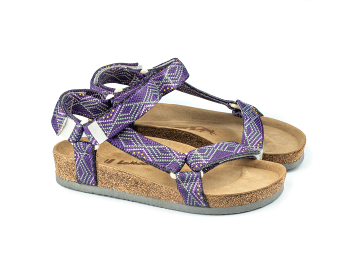 Tengri- Doğal Mantar Taban- Etnik Desenli- Kadın Sandalet