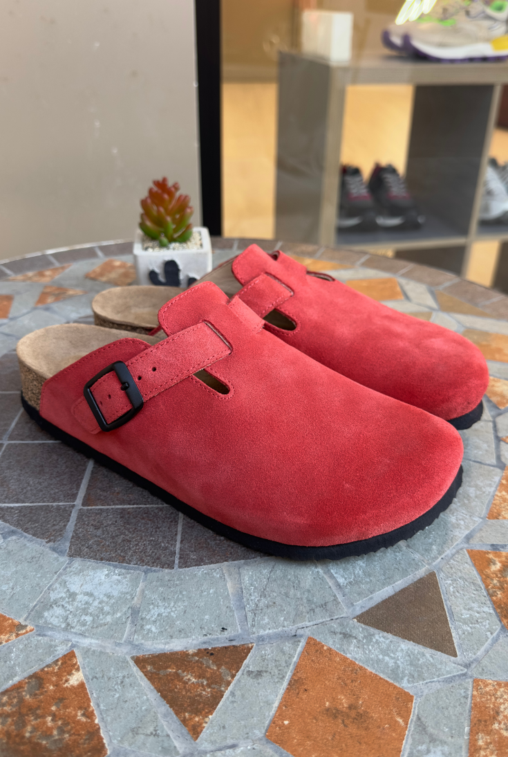 Susana- Natural Cork- Suede Leather- Coral