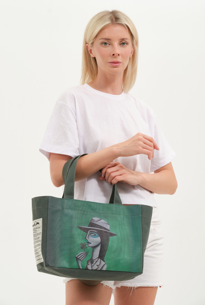 Lemoors Hibiscus- Mumlu Kanvas- Özel Tasarım Baskılı- Kadın Omuz Çantası