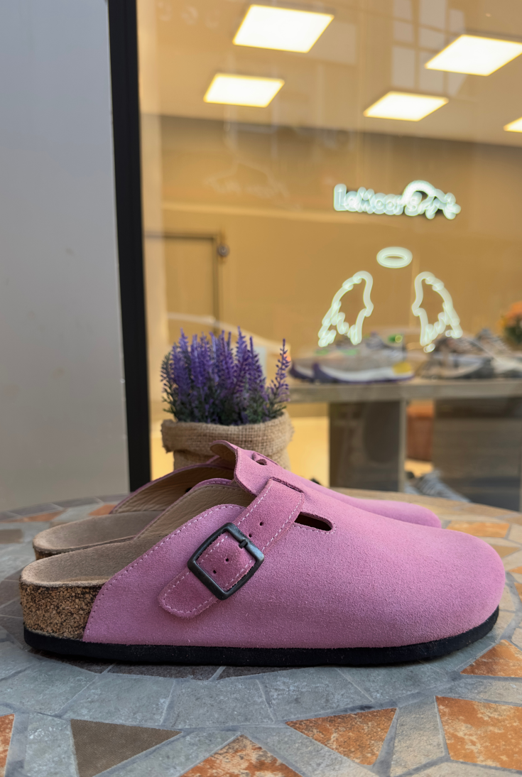 Susana- Natural Cork- Suede Leather- Pink