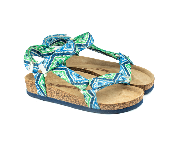 Tengri- Doğal Mantar Taban- Etnik Desenli- Kadın Sandalet