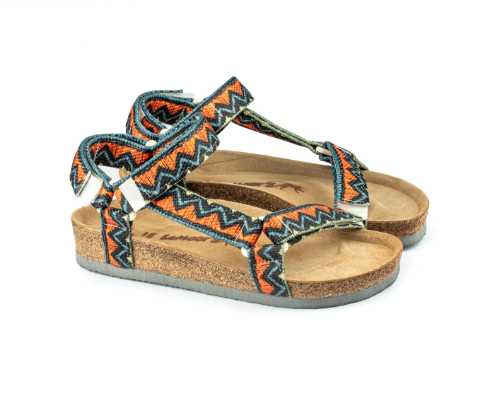 Tengri- Doğal Mantar Taban- Etnik Desenli- Kadın Sandalet
