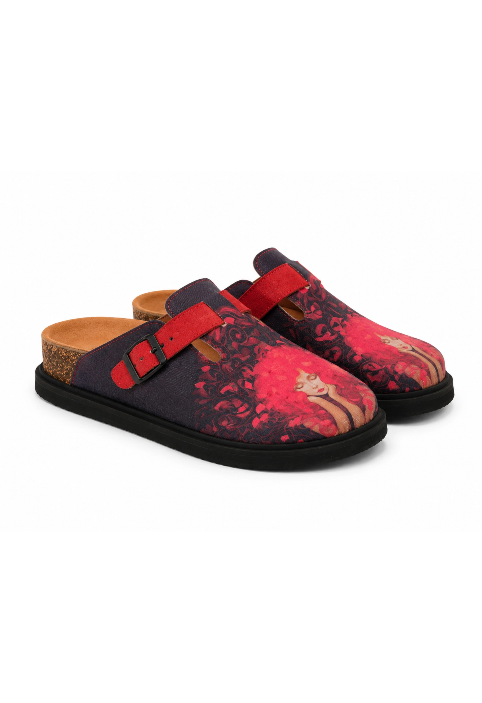Justine- Natural Cork- Printed Waxed Canvas- Red Antrasit