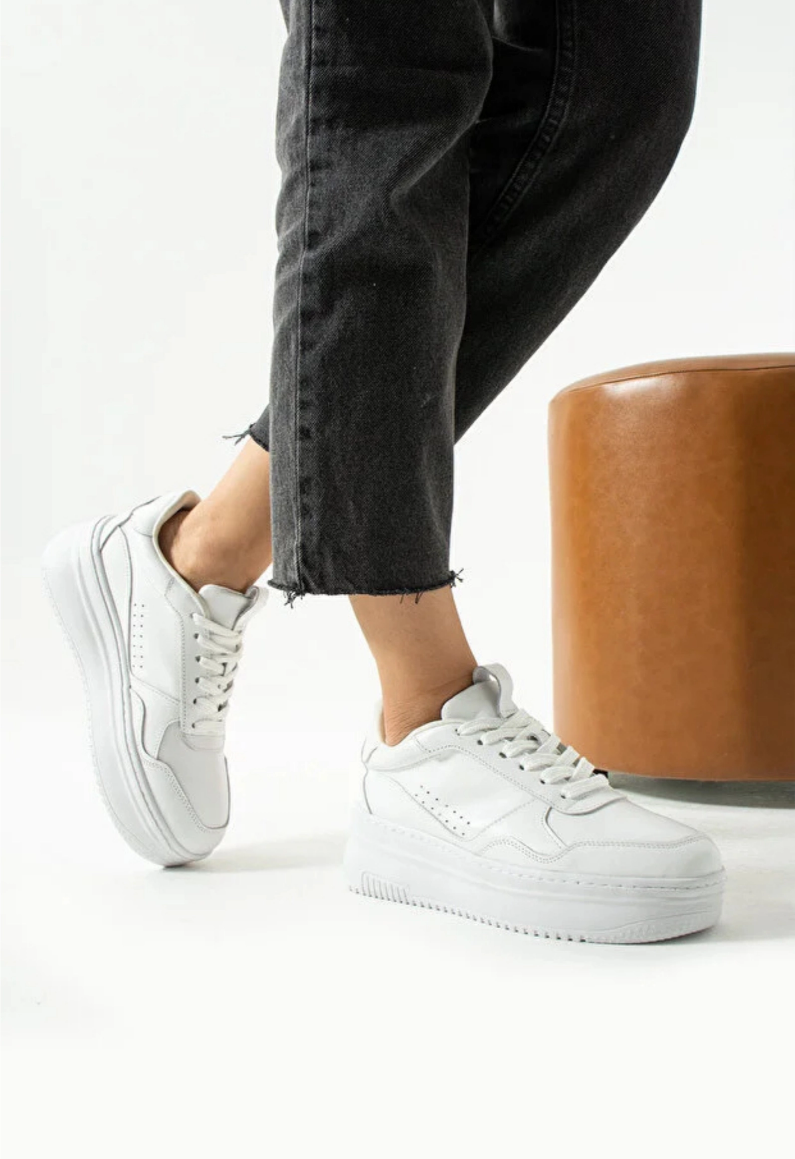 Lemoors Emma Hakiki deri Beyaz Kadın Sneaker