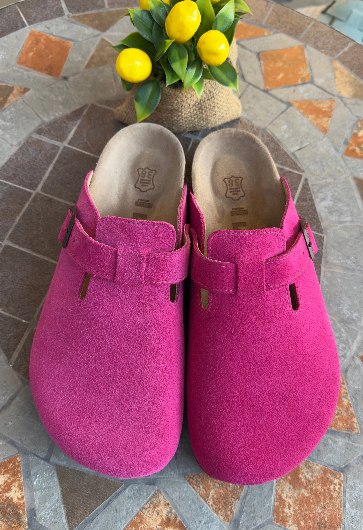 Susana- Natural Cork- Suede Leather- Fushsia