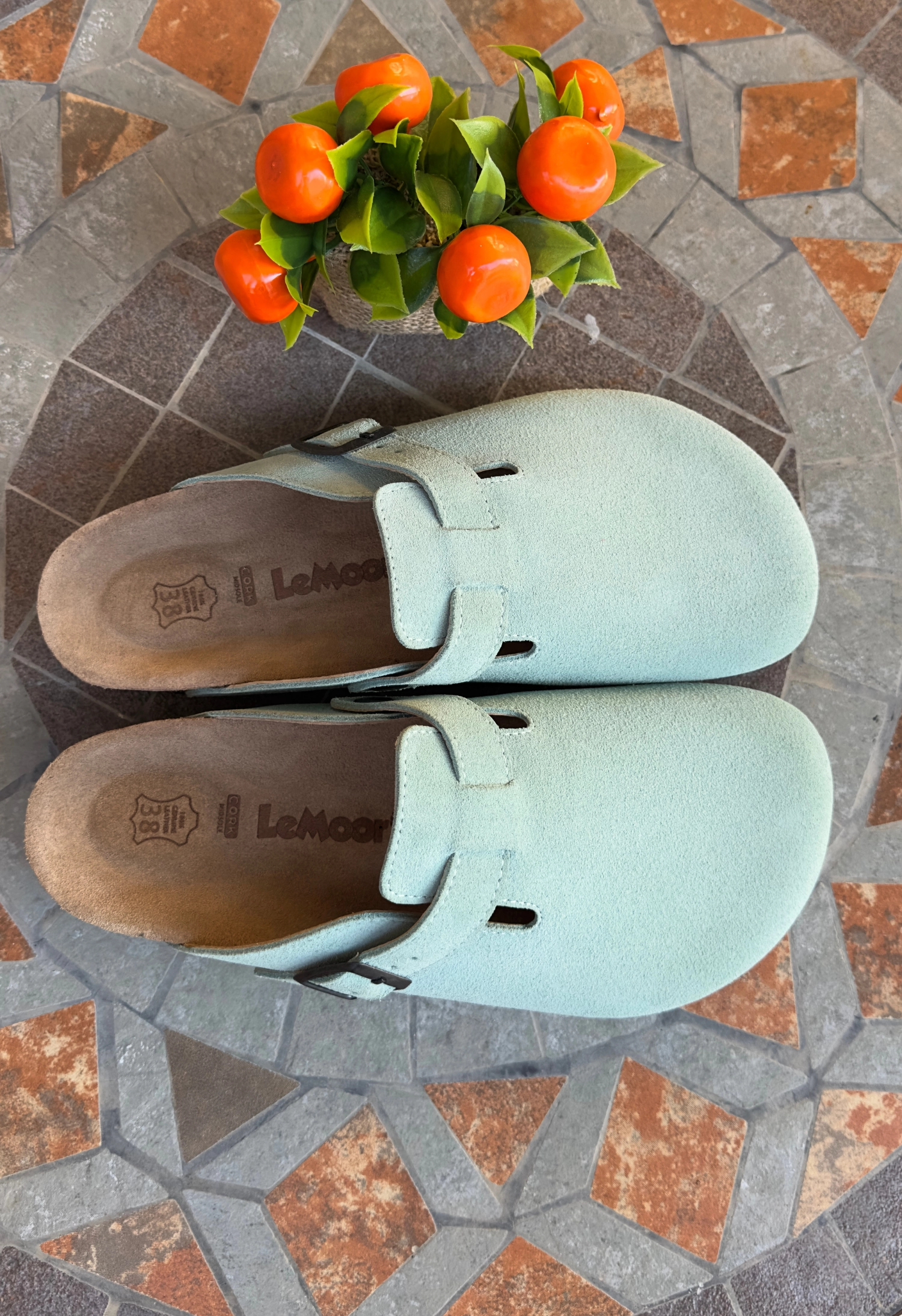 Susana- Natural Cork- Suede Leather- Mint