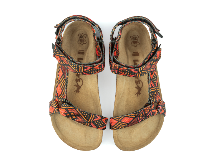 Tengri- Doğal Mantar Taban- Etnik Desenli- Kadın Sandalet
