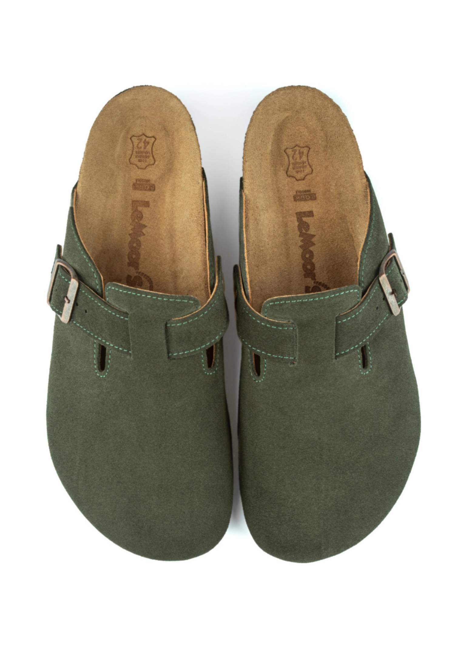 Costa- Natural Cork- Suede Leather- Dark Green