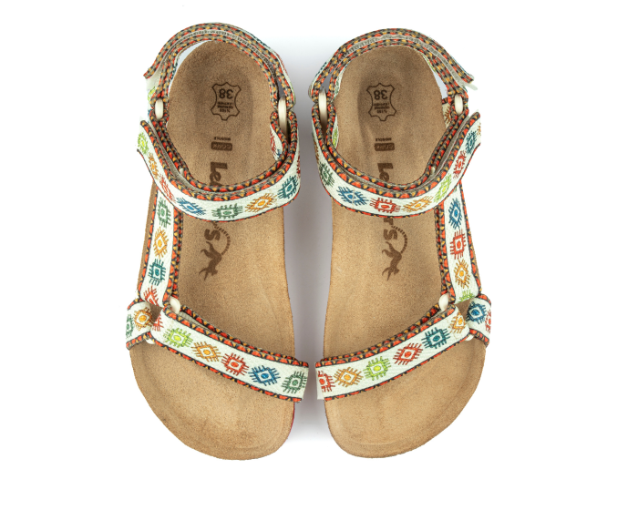 Tengri- Doğal Mantar Taban- Etnik Desenli- Kadın Sandalet