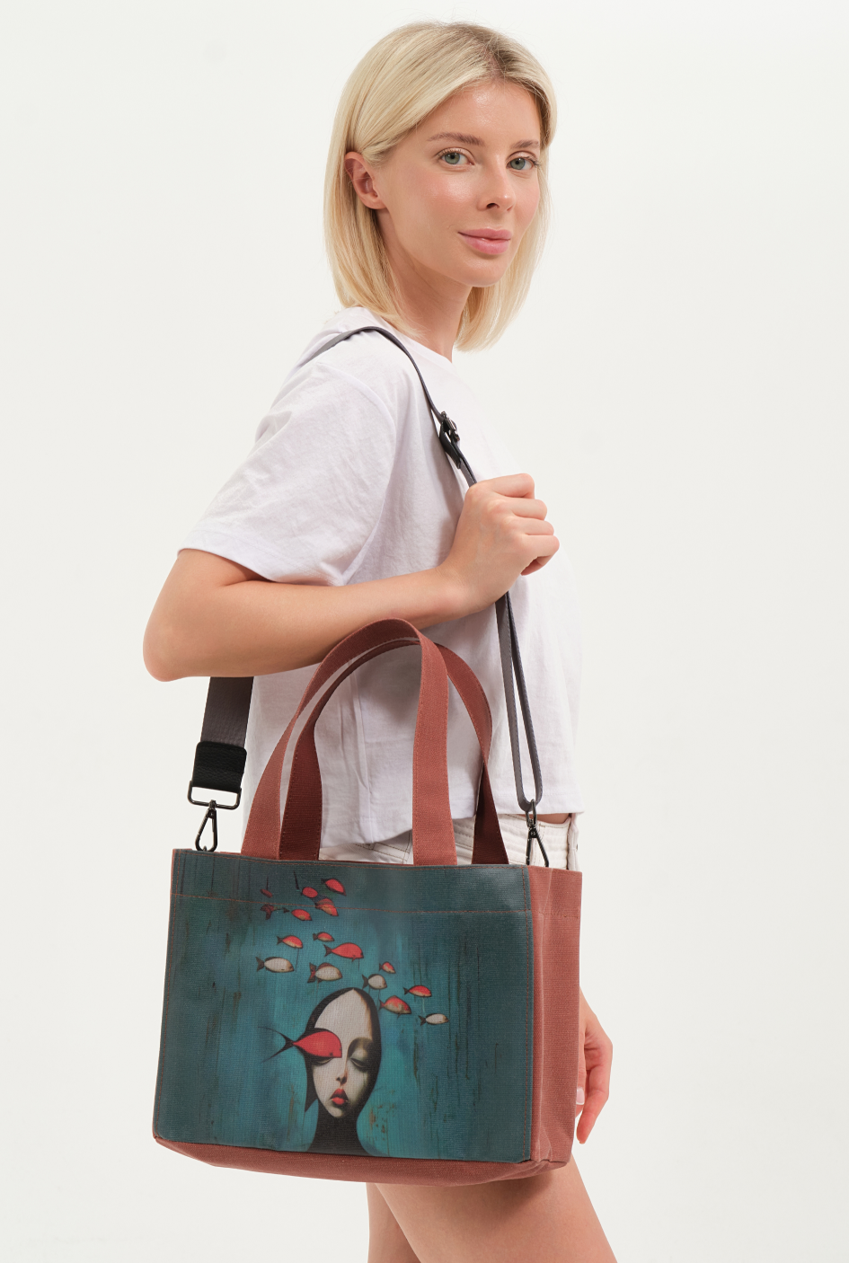 Lemoors Hibiscus- Mumlu Kanvas- Özel Tasarım Baskılı- Kadın Omuz Çantası