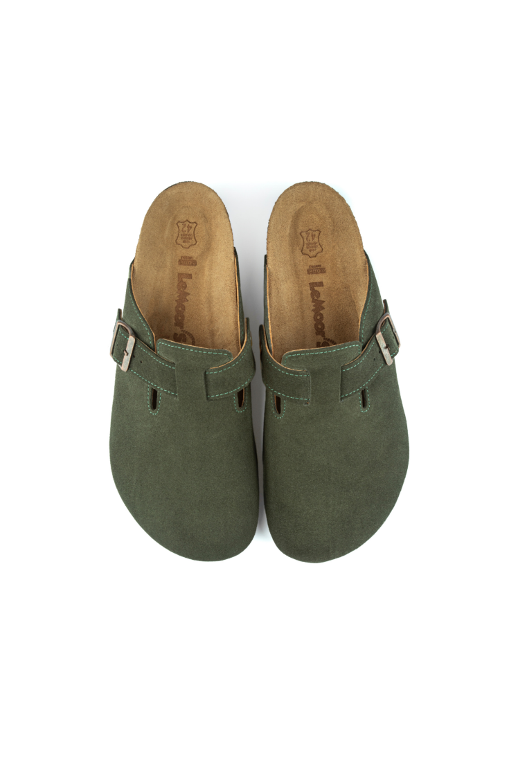 Costa- Natural Cork- Suede Leather- Dark Green