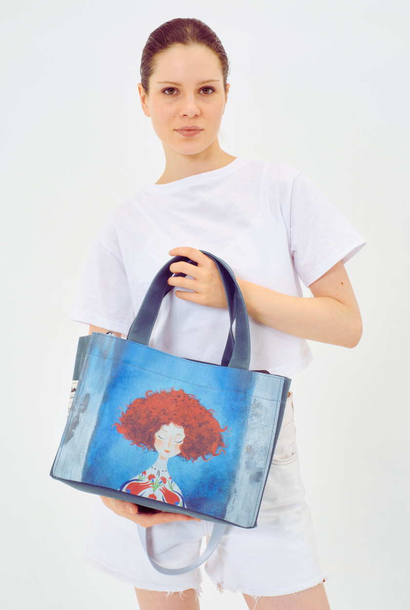 Lemoors Hibiscus- Mumlu Kanvas- Özel Tasarım Baskılı- Kadın Omuz Çantası