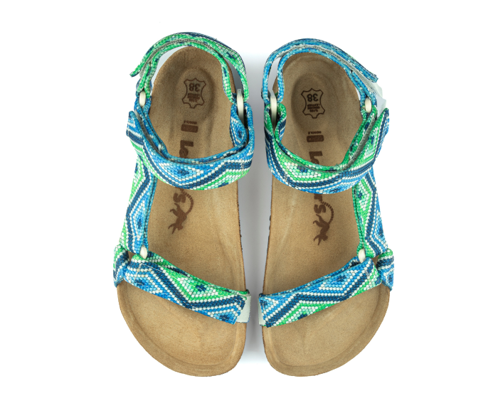 Tengri- Doğal Mantar Taban- Etnik Desenli- Kadın Sandalet