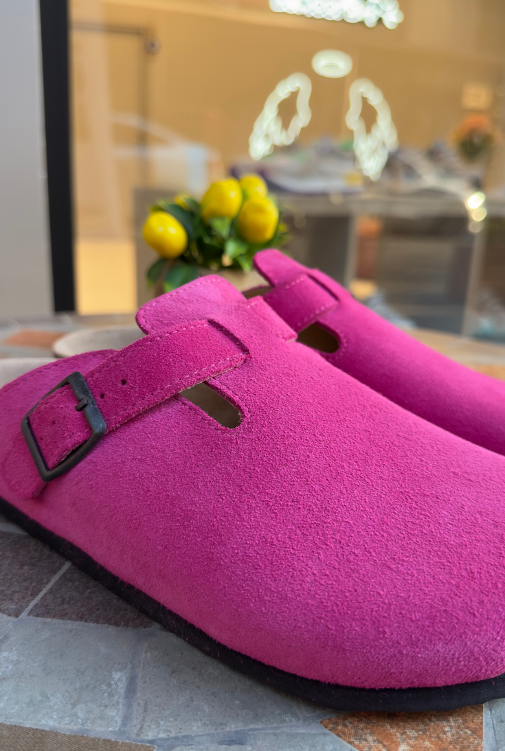 Susana- Natural Cork- Suede Leather- Fushsia