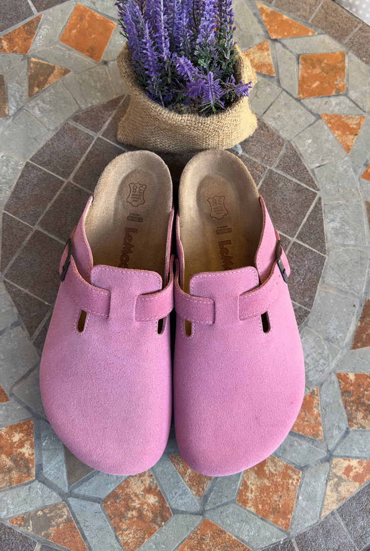 Susana- Natural Cork- Suede Leather- Pink