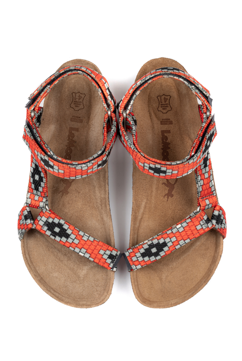 Tengri- Doğal Mantar Taban- Etnik Desenli- Kadın Sandalet