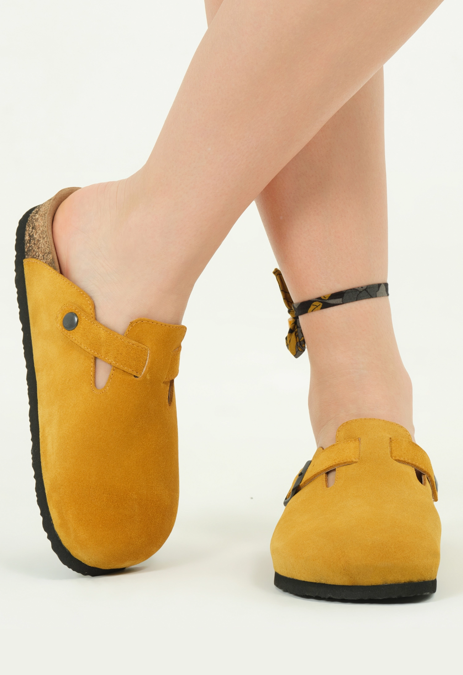 Susana- Natural Cork- Suede Leather- Mustard