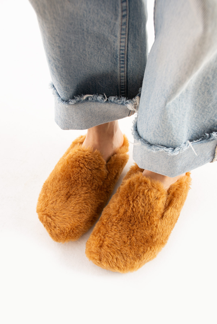 Lemoors Manuda Tavşan Tüylü Eva Terlik Tarçın Rengi