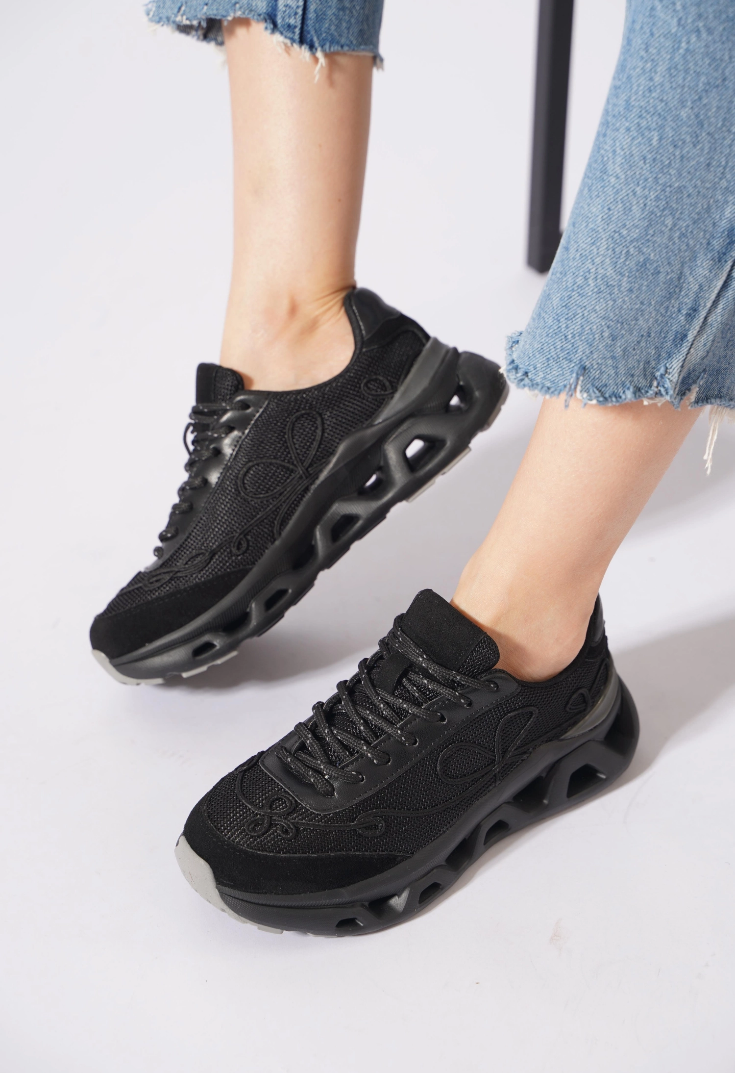 Lemoors Mia Fileli Yüzey Havalı Hafif Yumuşak Tabanlı Sneaker
