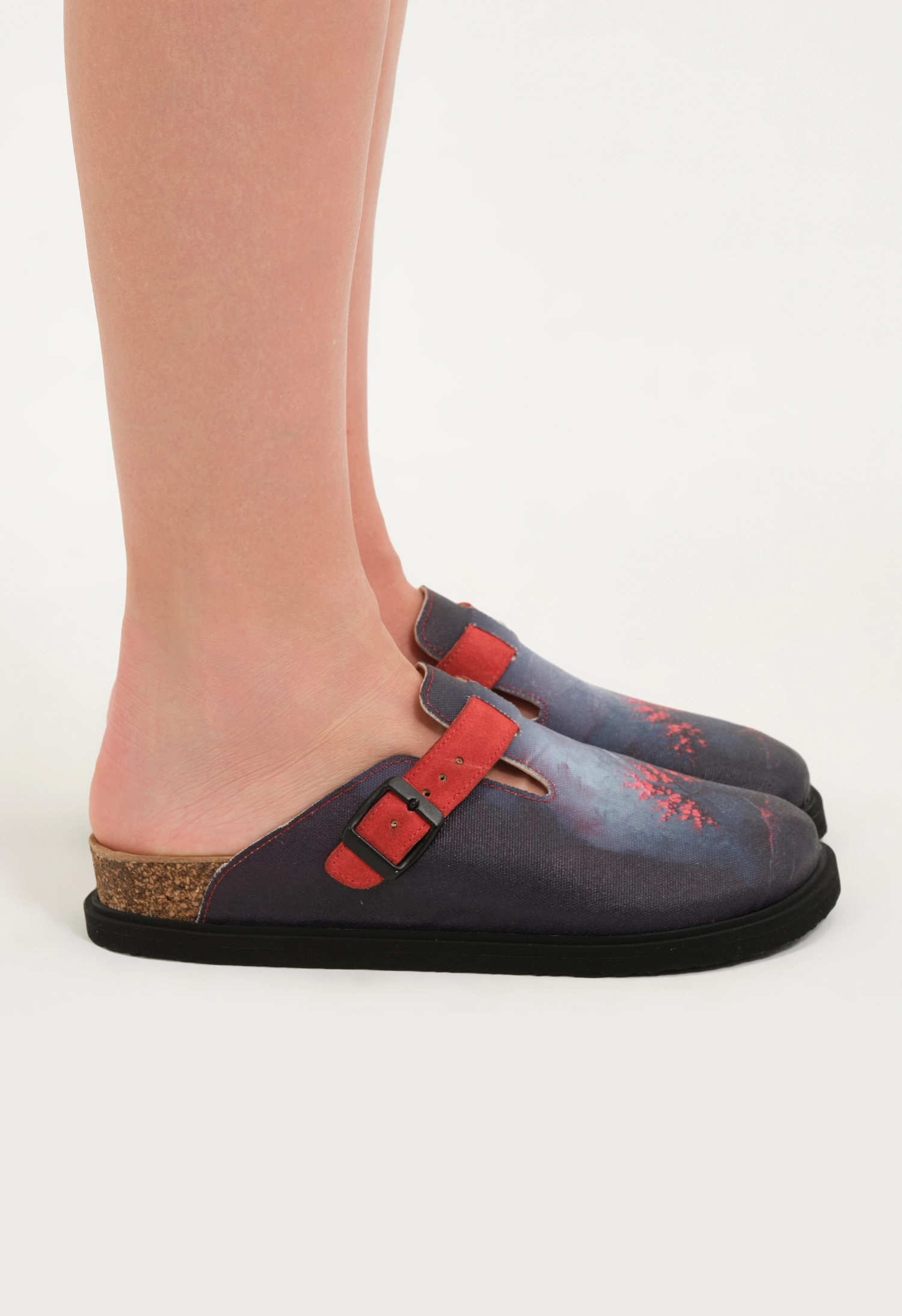 Justine- Natural Cork- Printed Waxed Canvas- Antrasit