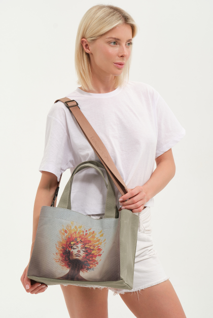 Lemoors Hibiscus- Mumlu Kanvas- Özel Tasarım Baskılı- Kadın Omuz Çantası