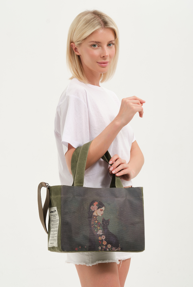 Lemoors Hibiscus- Mumlu Kanvas- Özel Tasarım Baskılı- Kadın Omuz Çantası