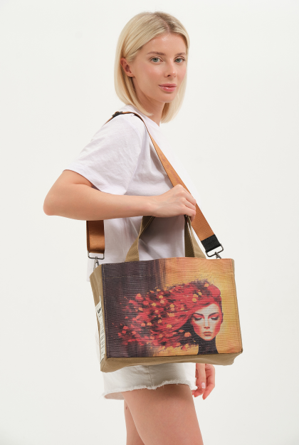 Lemoors Hibiscus- Mumlu Kanvas- Özel Tasarım Baskılı- Kadın Omuz Çantası