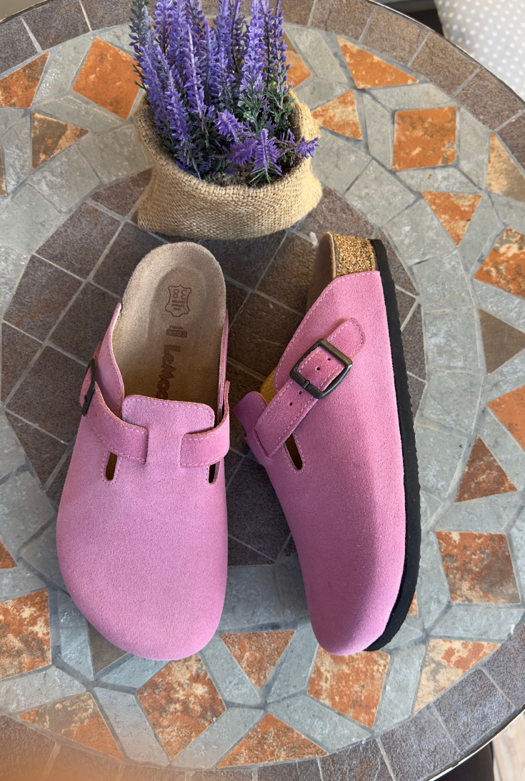 Susana- Natural Cork- Suede Leather- Pink
