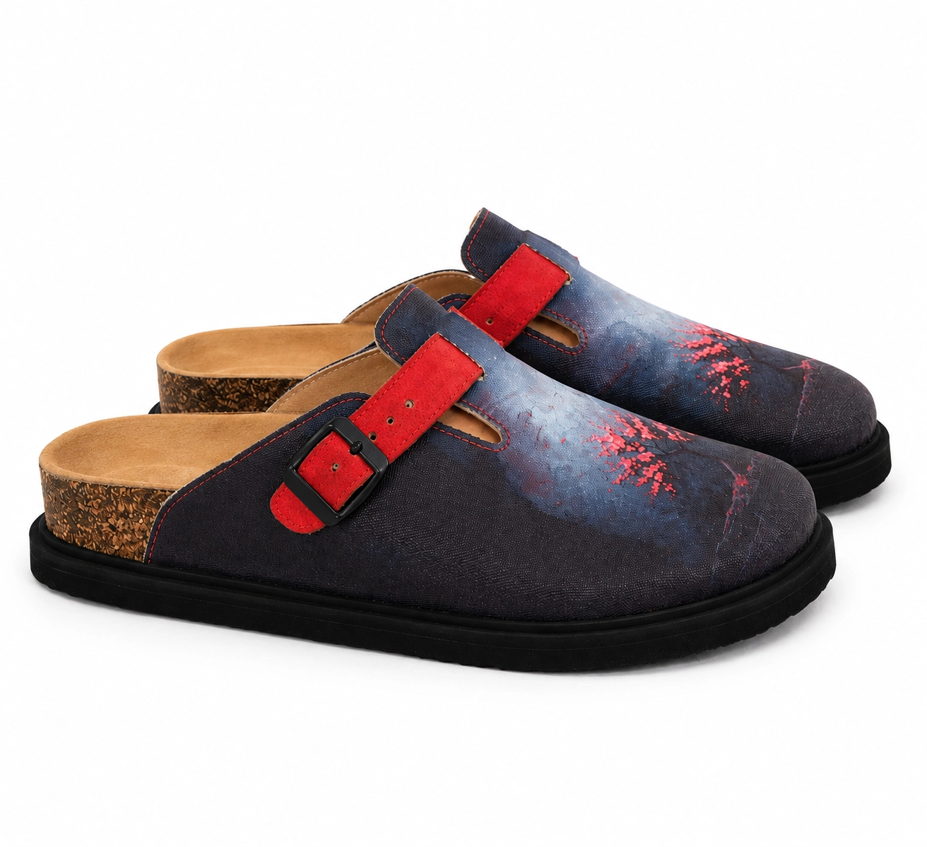 Justine- Natural Cork- Printed Waxed Canvas- Antrasit