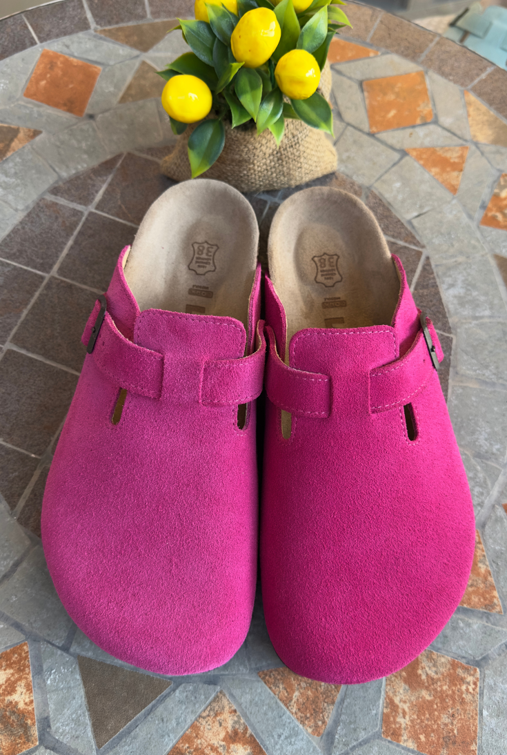 Susana- Natural Cork- Suede Leather- Fushsia