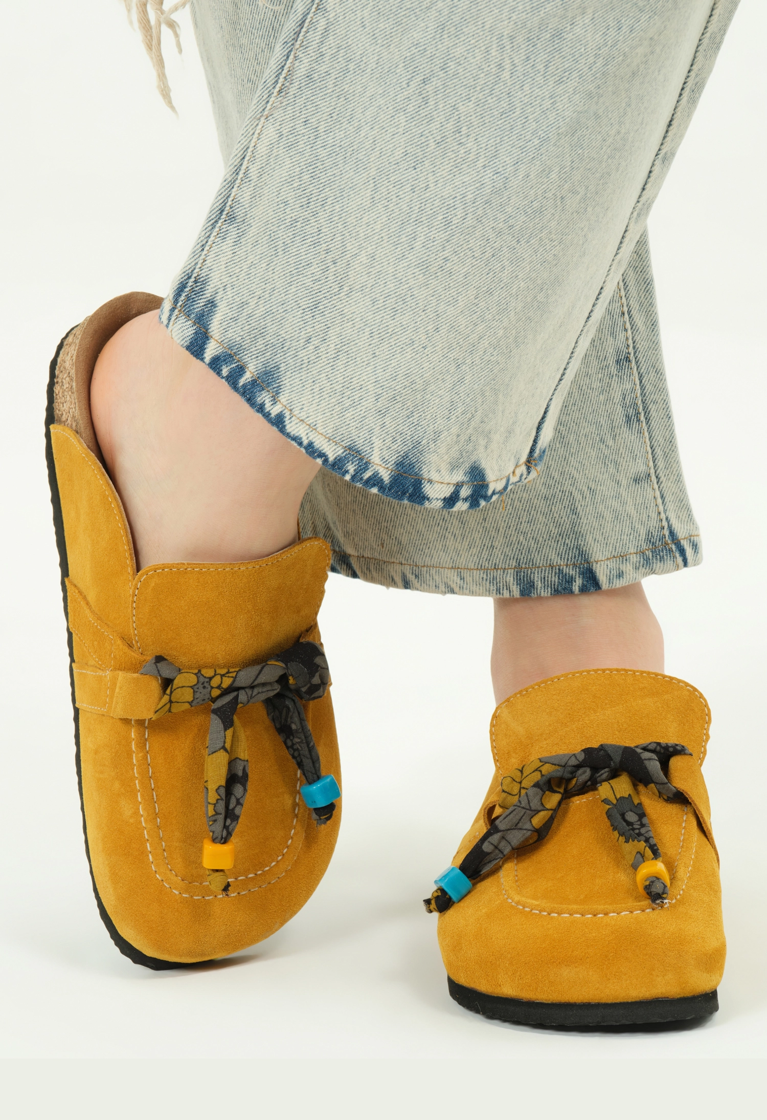 Rachel Natural Cork Suede Leather Mustard