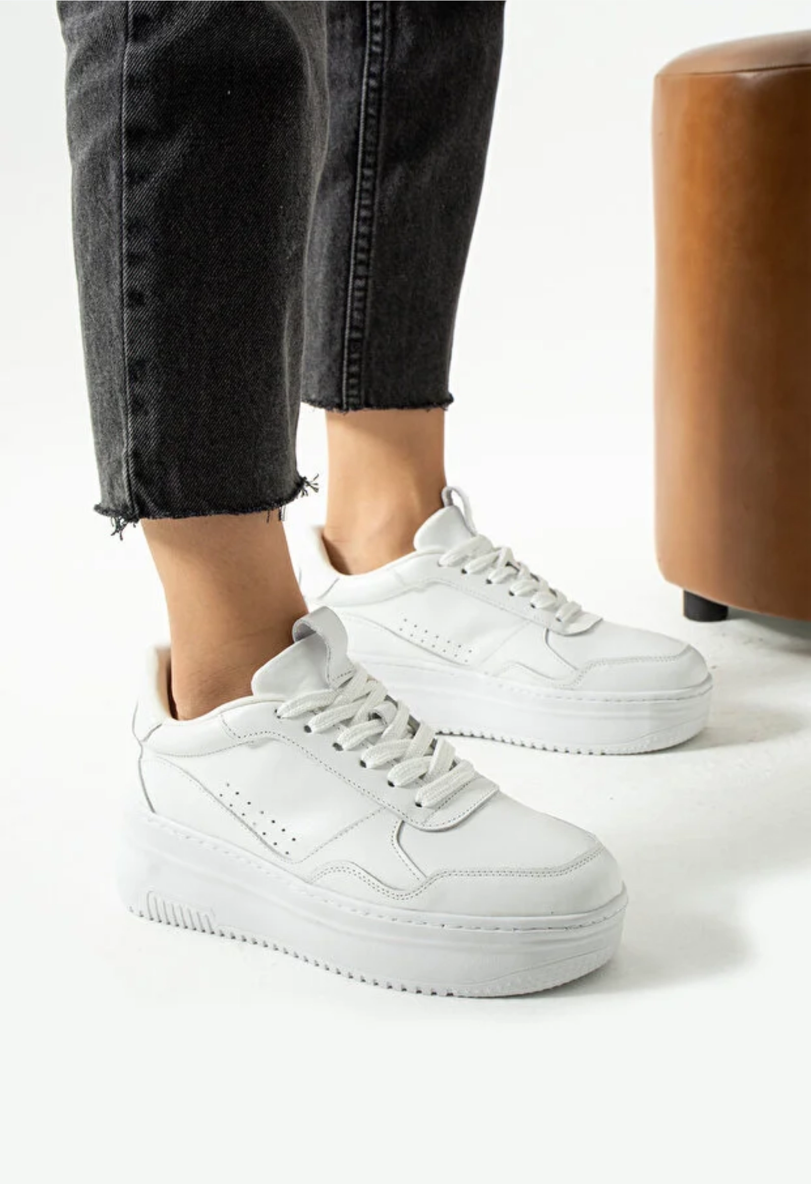 Lemoors Emma Hakiki deri Beyaz Kadın Sneaker