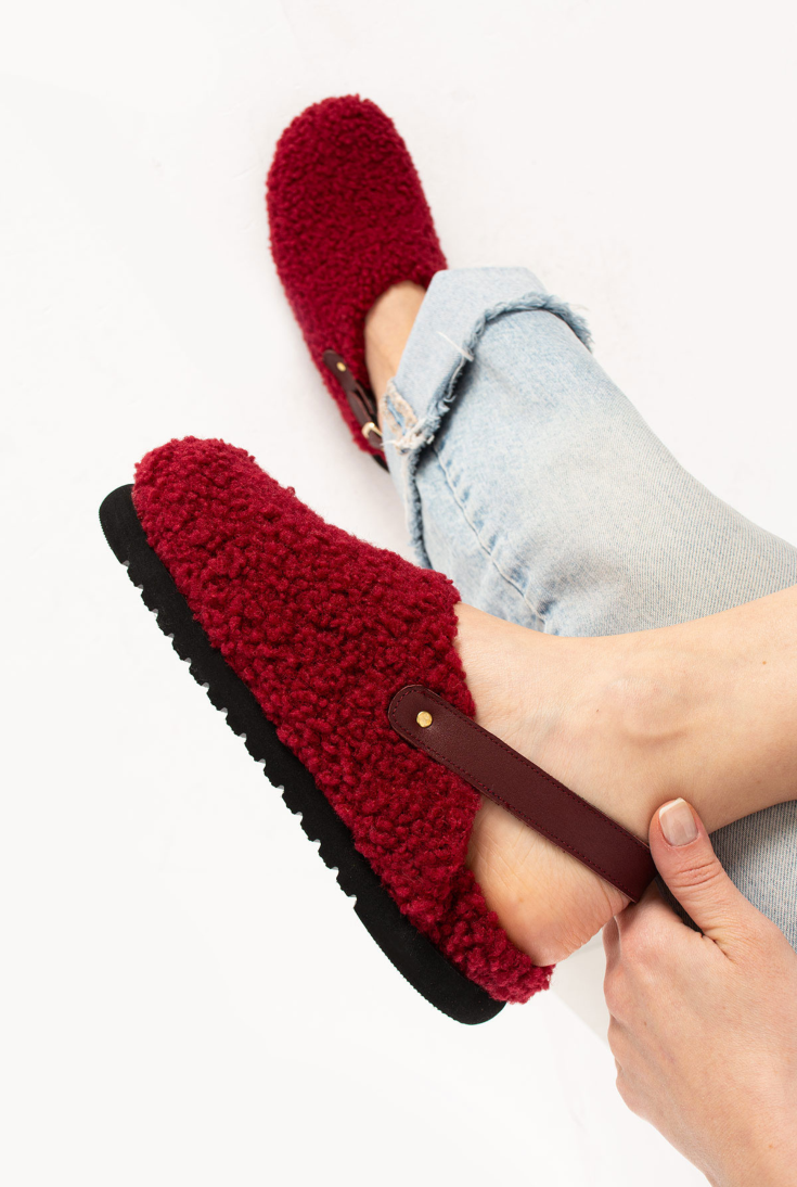 Lemoors Clara Koyun Tüylü Eva Terlik Bordo Rengi