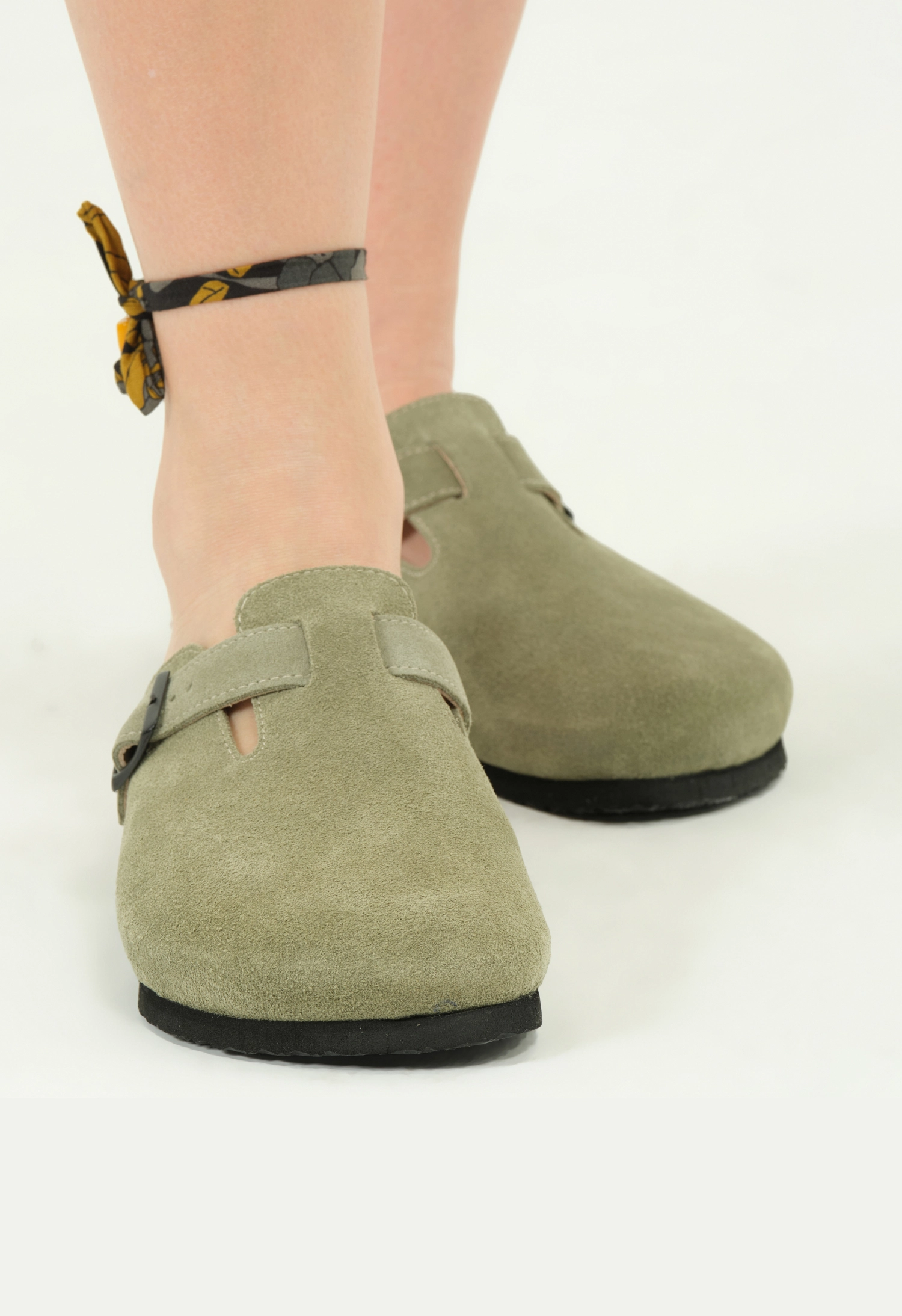 Susana- Natural Cork- Suede Leather- Avocado
