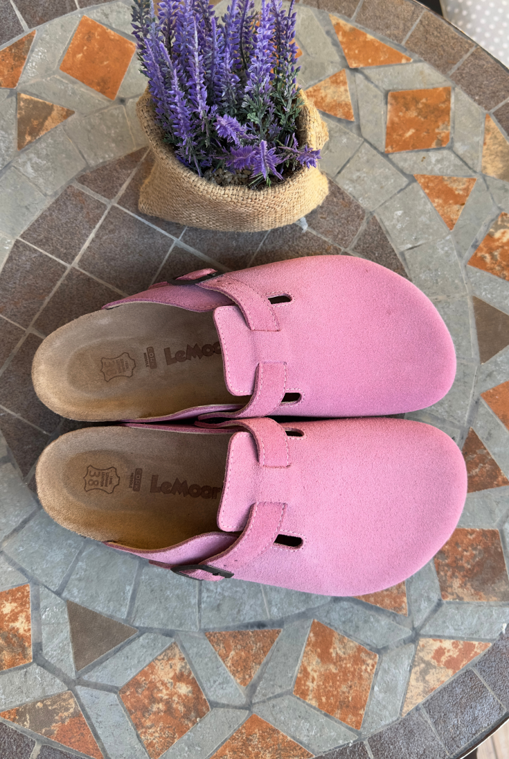 Susana- Natural Cork- Suede Leather- Pink