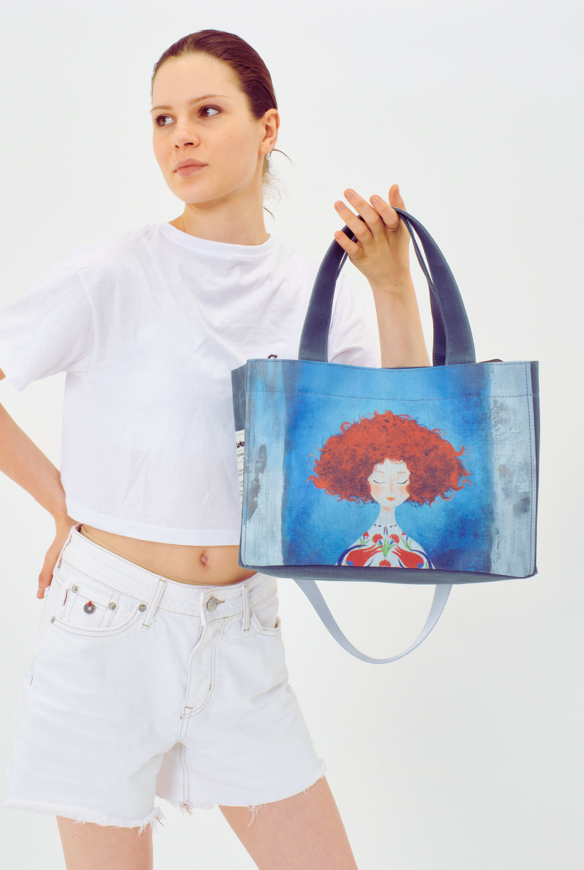 Lemoors Hibiscus- Mumlu Kanvas- Özel Tasarım Baskılı- Kadın Omuz Çantası