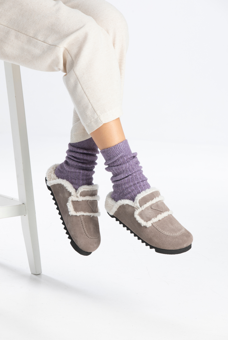 Angel Shearling- Natural Cork/ Suede Shearling- Mink